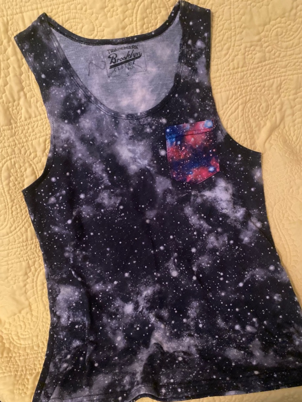 Brooklyn Love Galaxy Pocket Tank - Black & Multicolor